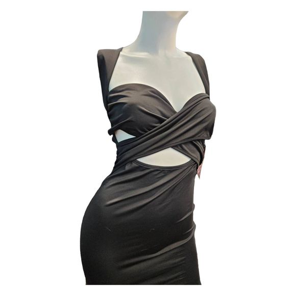 SHEIN NEW TAGS Black Bodycon Halter Dress Size Small - Picture 4 of 9